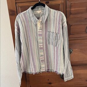 Hem & Thread Multicolor Striped Button Down Shirt NWT